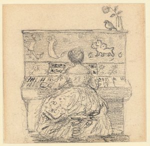 Georgiana Burne-Jones aan de Piano door Edward Burne Jones
