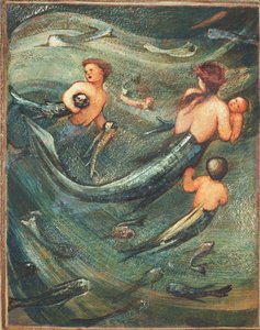Zeemeerminnen in de diepte, 1882 door Edward Burne Jones