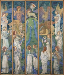 Paradijs, met de Aanbidding van het Heilige Lam, c.1875-80 door Edward Burne Jones