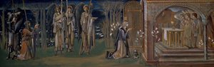 Studie voor het wandtapijt "De Bereiking van de Heilige Graal" door Edward Burne Jones