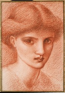 Studie van een meisjeshoofd door Edward Burne Jones