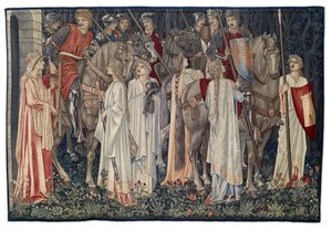 De Bewapening en Vertrek van de Ridders, wandtapijt ontworpen door de kunstenaar en geweven door Morris & Co., 1895-96 door Edward Burne Jones