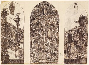 De boom van Jesse, ontwerp voor glas-in-lood in Waltham Abbey, geproduceerd door Powell & Co., 1860 door Edward Burne Jones