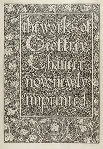 Titelpagina, uit De Werken van Geoffrey Chaucer nu opnieuw Gedrukt, gegraveerd door William Morris (1834-96) 1896 door Edward Coley after Burne Jones