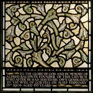 Wilden, All Saints, Morris & Co., Edward Burne-Jones, John Henry Dearle, Toewijding aan Alfred Baldwin van het Joshua-raam, Louisa, The Baldwins, Premier, Methodist, Worcestershire door Edward Coley and Dearle Burne Jones