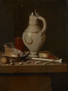 Stilleven met rookgerei en bierpul, 1664 door Edward Collier