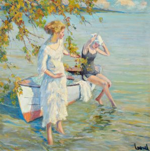 "Bij de badplaats" door Edward Cucuel