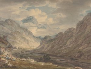 De Honister Pass vanaf Gatesgarth Farm, Gatesgarthdale, Lake District, 1789-1804 door Edward Dayes