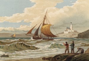 Vissersboten keren terug, Mumbles Lighthouse door Edward Duncan