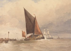 Zeilpraam op Zee door Edward Duncan