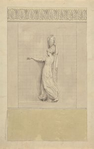 Vrouwelijke figuur met waterkruik op haar hoofd door Edward Francis Burney