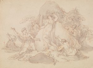 Telemachus en Mentor Landen op het Eiland van Calypso door Edward Francis Burney
