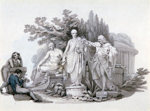 Twee Jongeren die Standbeelden van Demosthenes, Cicero en Pitt Beschouwen, ca. 1780-1848
