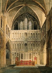 Interieur van St. Saviour, Southwark, kijkend naar het altaar