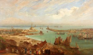 Sunderland Haven vanaf Roker, ca. 1850-1855 door Edward Hastings