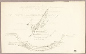 Gezicht in vogelvlucht op geprojecteerd monument door Edward Henry Corbould