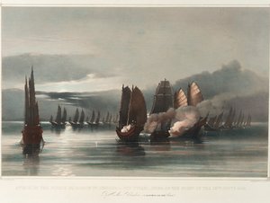 Aanval op het piratensquadron van Chuiapoo, bij Tysami, China, in de nacht van 28 september 1849 door HMS Columbine