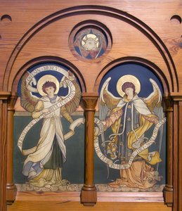 Garstang, St Thomas, Shrigley & Hunt (1873-1982), Edward Holmes Jewitt (1849-1929), Engel Reredos, c.1877 door Edward Holmes Jewitt