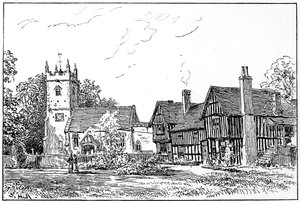Clifford kerk en oud huis, Stratford-upon-Avon, Warwickshire, 1885 door Edward Hull