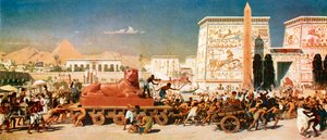 Israël in Egypte (kleurenlitho) door Edward John (after) Poynter