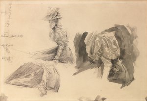 Schetsen van een vrouw voor Boulters Lock, Zondagmiddag door Edward John Gregory