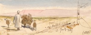 Een droge halfharde grasmat door Edward Lear