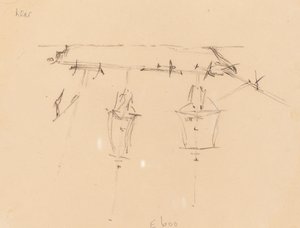 Een zeilschip [verso] door Edward Lear
