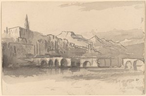 Brug met Bergen in de Verte Ventimiglia, 1884-1885 door Edward Lear