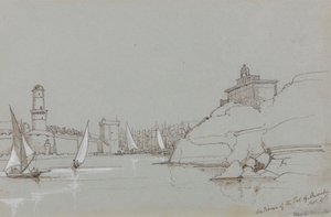 Ingang van de Haven van Marseille door Edward Lear