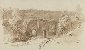 Gezicht op de Ponte Lupo (bij Tivoli) door Edward Lear