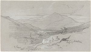 Bergachtig Uitzicht vanaf Antrodoco, 1845