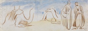 Studies van kamelen en Egyptische mannen door Edward Lear