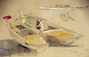 Studies van Venetiaanse boten, aan de kust