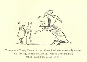 Er was een jong persoon uit Ayr, wiens hoofd opmerkelijk vierkant was door Edward Lear