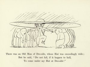 Er was een Oude Man van Dee-side, wiens Hoed buitengewoon breed was door Edward Lear