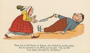 Er was een oude persoon uit Tartary, die zijn halsslagader doorsneed, uit 