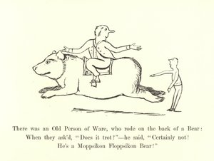 Er was een oude persoon van Ware, die op de rug van een beer reed door Edward Lear