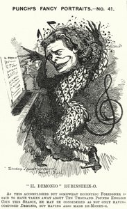 Punch cartoon: Anton Rubinstein, Russische pianist, componist en dirigent