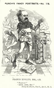 Punch cartoon: Francis Knollys, privésecretaris van de Prins van Wales (gravure)