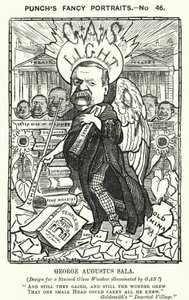 Punch cartoon: George Augustus Sala, Engelse auteur en journalist door Edward Linley (after) Sambourne