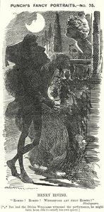 Punch cartoon: Henry Irving, Engelse acteur (gravure) door Edward Linley (after) Sambourne