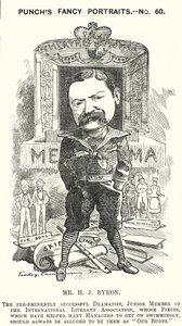 Punch cartoon: Henry James Byron, Engelse toneelschrijver door Edward Linley (after) Sambourne