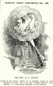 Punch cartoon: Henry Liddon, Engelse theoloog (gravure) door Edward Linley (after) Sambourne