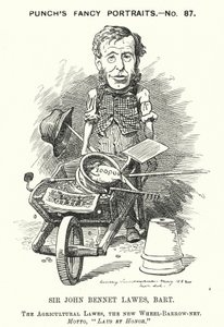 Punch cartoon: John Bennet Lawes, Engelse ondernemer en landbouwkundige (gravure) door Edward Linley (after) Sambourne