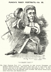 Punch cartoon: John Charles Day, Engelse advocaat en rechter door Edward Linley (after) Sambourne