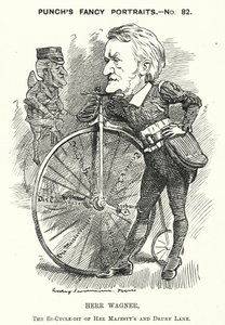 Punch cartoon: Richard Wagner, Duitse componist (gravure)