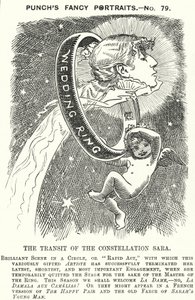 Punch cartoon: Sarah Bernhardt, Franse actrice door Edward Linley (after) Sambourne