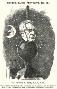 Punch cartoon: Sir George Biddell Airy, Engelse Astronomer Royal (gravure) door Edward Linley (after) Sambourne