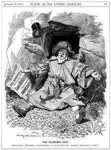 De Pelgrimsrust, karikatuur van Paul Kruger, Zuid-Afrikaanse politicus, 1900 door Edward Linley Sambourne