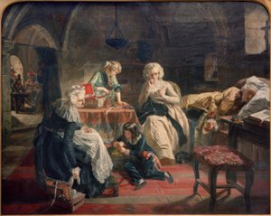 De Franse koninklijke familie in de gevangenis van de Temple